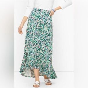 Talbots Floral Green and Pink  Women's High-Low Skirt